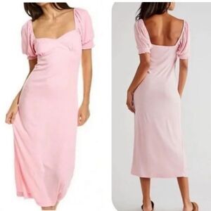 Free People NWT Bel Air Midi Dress Size M in Pink NWT